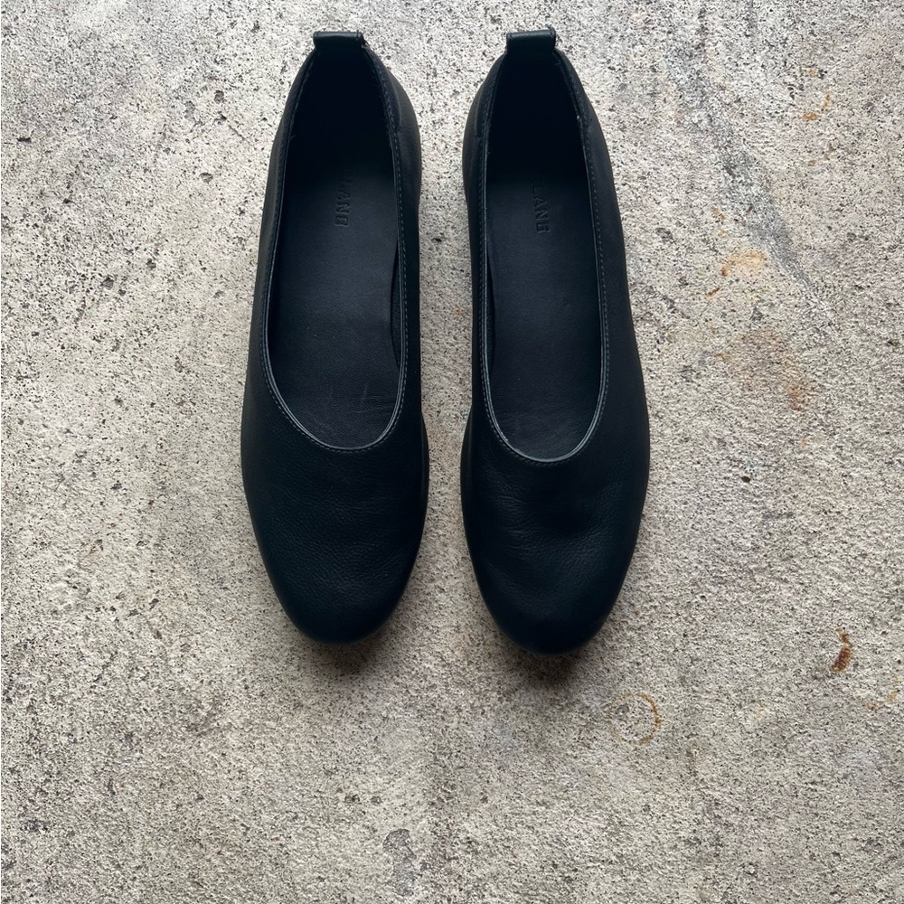 Everlane Black Leather Slip-On Ballet Flats